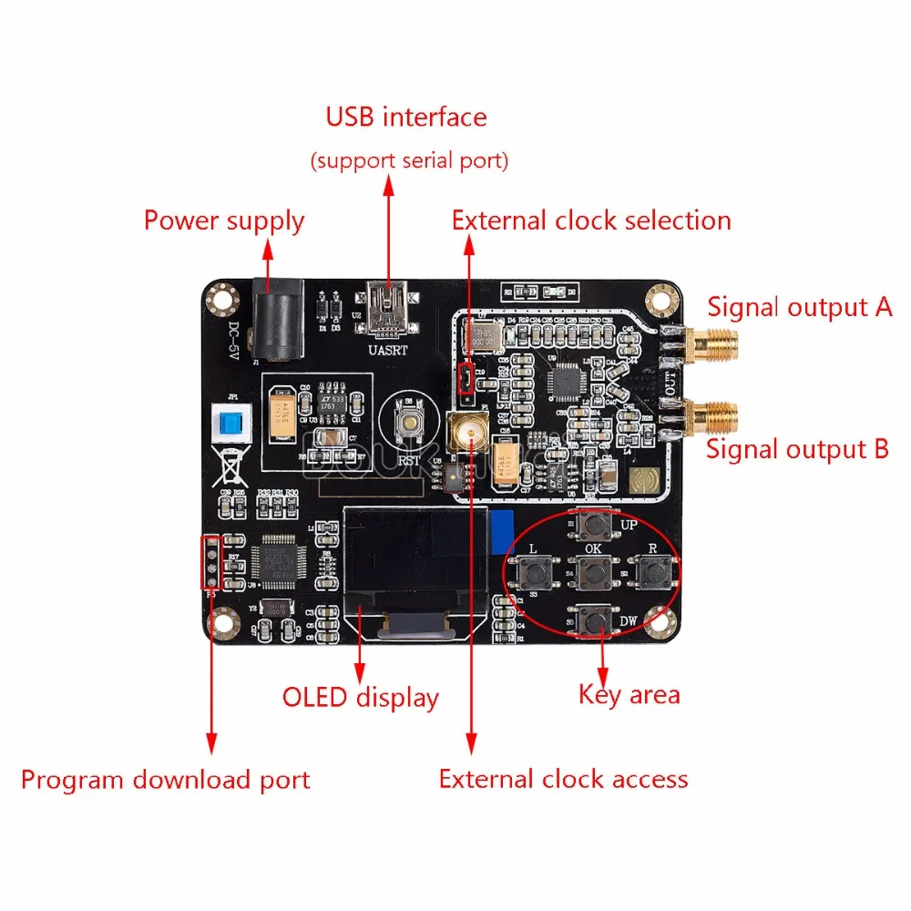 Модуль фазы заблокированной петли ADF4351 OLED STM32 MCU 35M 4 4G радиочастотный источник