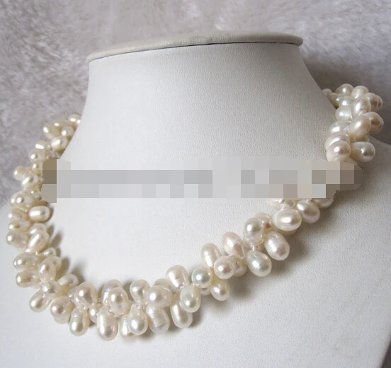

7-8mm 2Row White Baroque Freshwater Pearl Necklace AAA