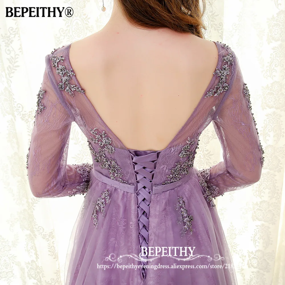 BEPEITHY/фиолетовое длинное вечернее платье с длинными рукавами Vestido De Festa 2021