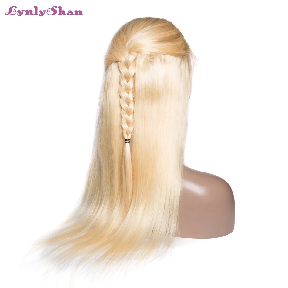 Lynlyshan прямые перуанские Remy человеческие волосы#613 блонд парики 150% плотность парик на кружеве 613 человеческие волосы парик горячая распродажа