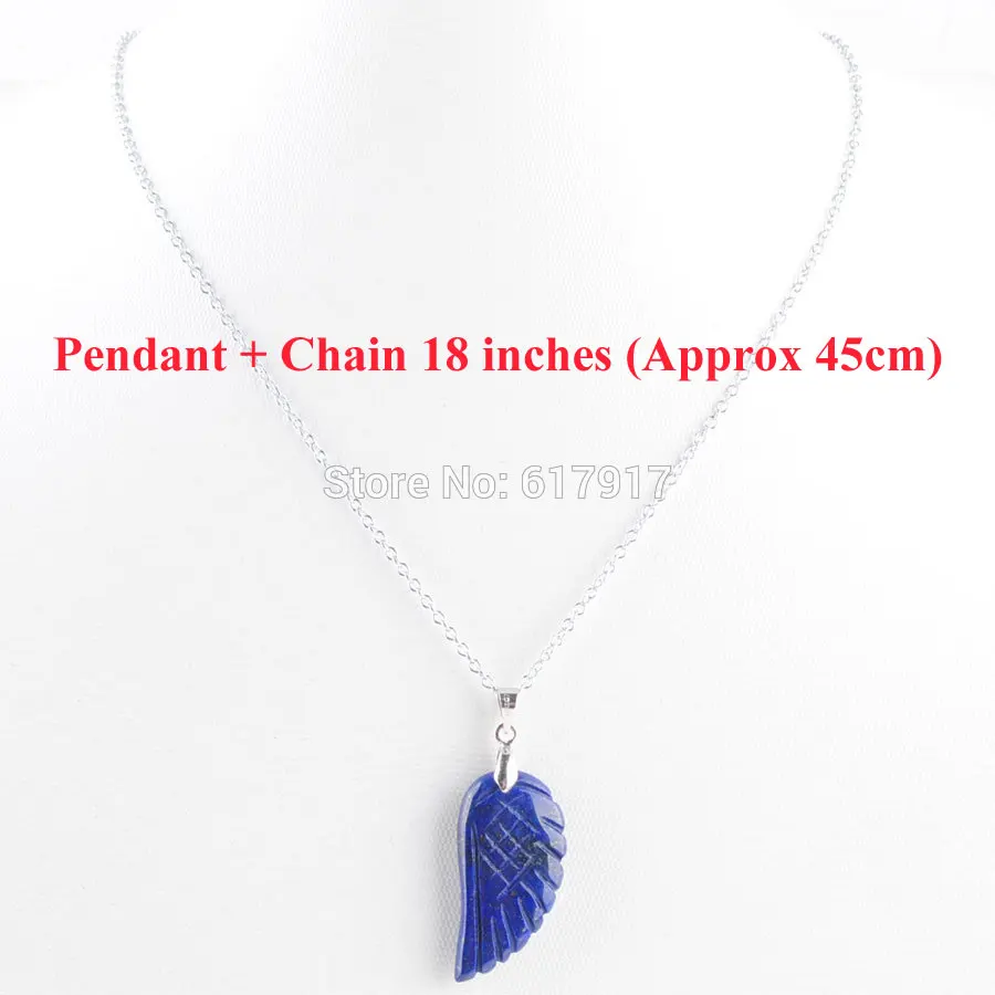 Pendant and Chain RONGZUAN Крылья ангела кулон натуральный камень аметисты золотой песок Роза кварца тигровый глаз бусины кулон и ожерелье цепь TBN358 - Окраска металла: Pendant and Chain