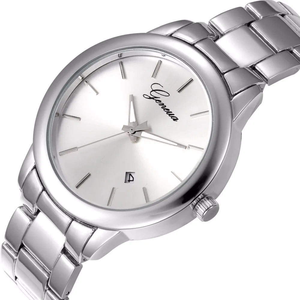 2018 Fashion Luxury brand watch Geneva Watch Crystal Stainless Steel Quartz-Watch Women Wrist Watches For 100pcs/lot | Наручные часы