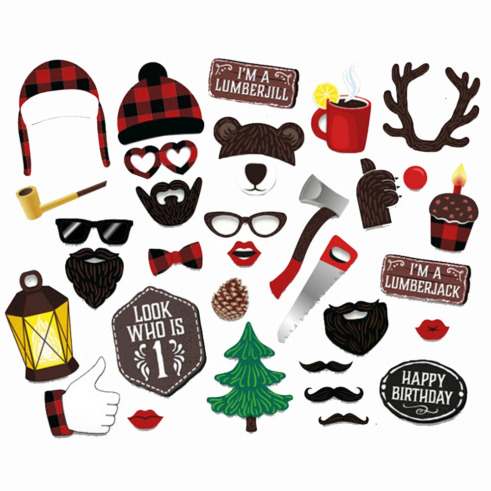 

Lumberjack Photobooth Props Theme Party Decorations Merry Christmas DIY Mr Mrs Photobooth Props Birthday Party Favors Supplies