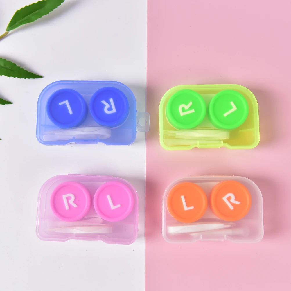 

1 Set Portable Transparent Pocket Plastic Contact Lens Case Travel Container Holder Random Color
