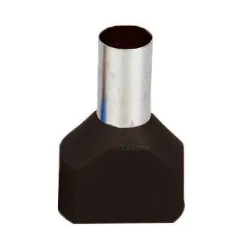Черный 100 шт. TE2508 TE2510 TE2512 0,5~ 6,0 м² холодный отжим конец двойной линии труба в форме изолированные трубчатые терминалы - Цвет: Черный