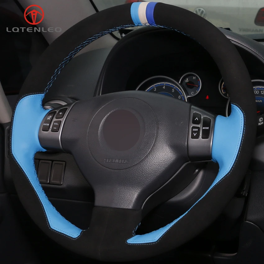 LQTENLEO черная замша голубой кожаный ручной работы Руль Обложка для Suzuki SX4 Alto Swift Старый Swift всплеск Opel agila