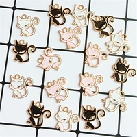 10pcslot alloy creative gold cute cat pendant buttons ornaments jewelry earrings choker hair diy jewelry accessories handmade