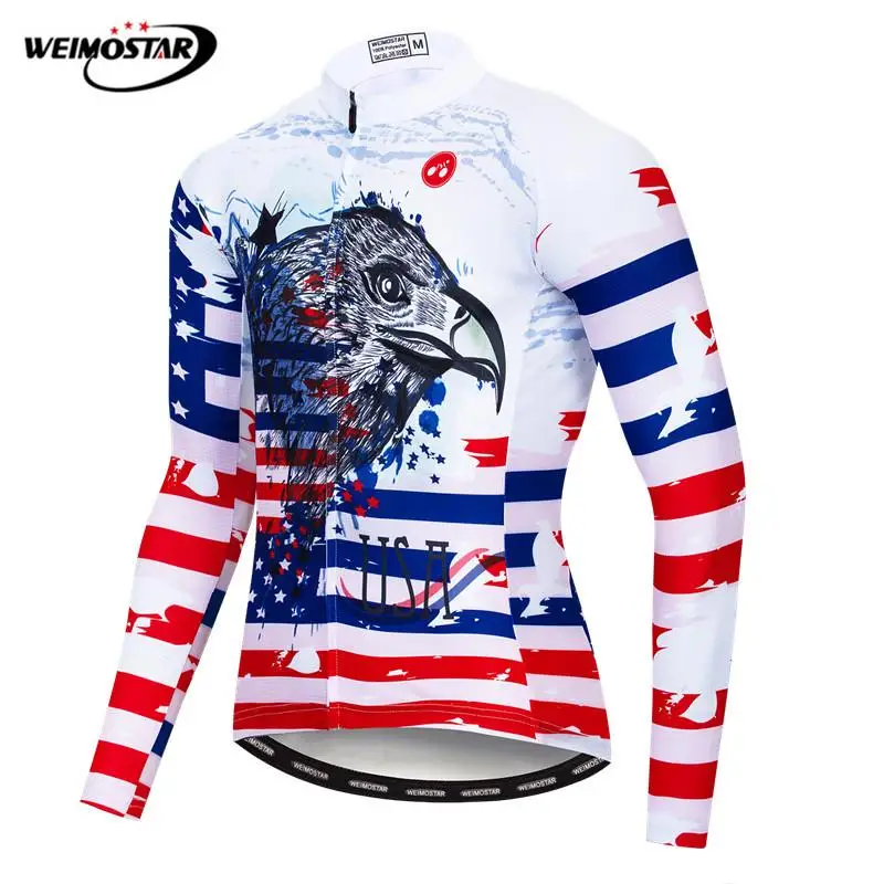 Weimostar USA Pro Team Велоспорт Джерси с длинным рукавом осенняя одежда для горного