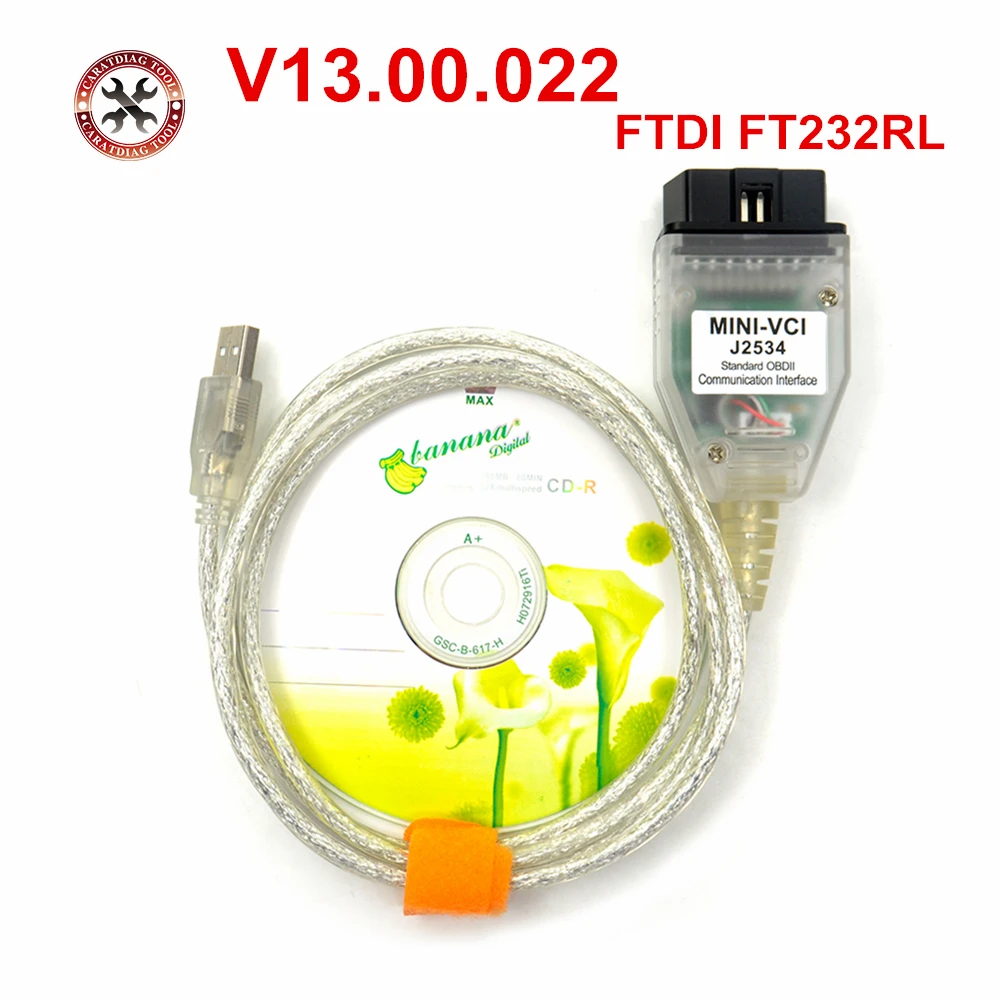 Последние мини VCI V13.00.022 Интерфейс для TO YOTA Techstream MINI FT232RL чип J2534 OBD2 диагностический