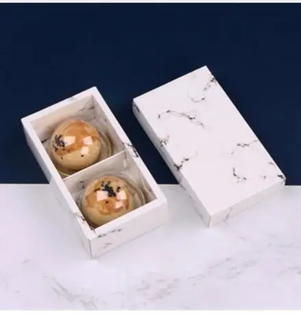 2 grains 10 шт 2/4/6 Полость Мрамор пакет крафт-бумаги коробка 80 г Mooncake коробка подарочная упаковка с крышкой для кекс булочки печенье - Цвет: 2 grains