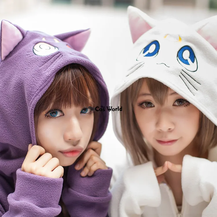 Луна Артемис худи с котом Толстовка пальто наряд Аниме косплей костюмы|anime cosplay