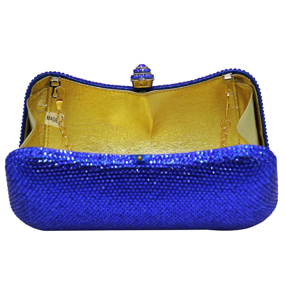 Роскошный ярко синий Жесткий Чехол клатч вечерняя сумка с кристаллами для женщин
