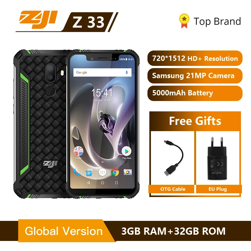 IP68 Водонепроницаемый телефон HOMTOM ZJI зоджи Z33 4600 мА/ч 3 Гб оперативной памяти 32
