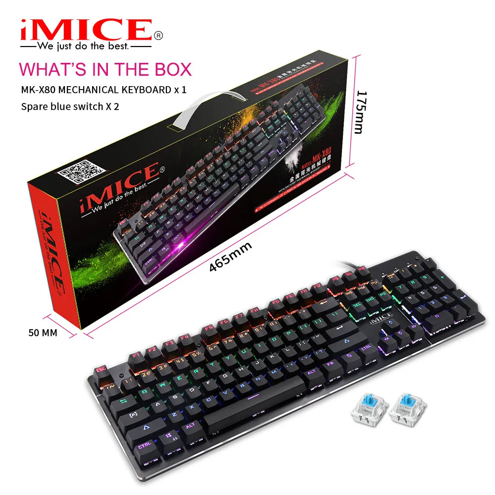 VOBERRY IMICE KM-X80 подвеска с подсветкой механическая клавиатура Игровой кабель ПК