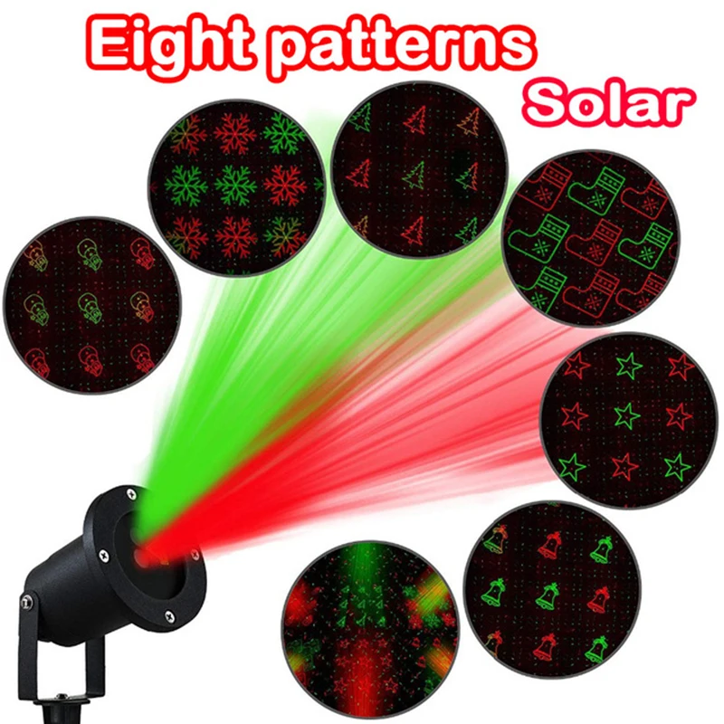 8 моделей солнечный проекционный свет Рождественский лазерный проектор наружный