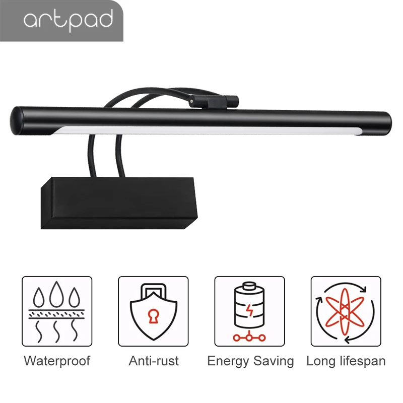 Artpad American 41cm 8W Iron Black Bathroom Wall Light Fixtures Side Mirror Retro Lamp Led Make Up Dressing Room | Лампы и освещение