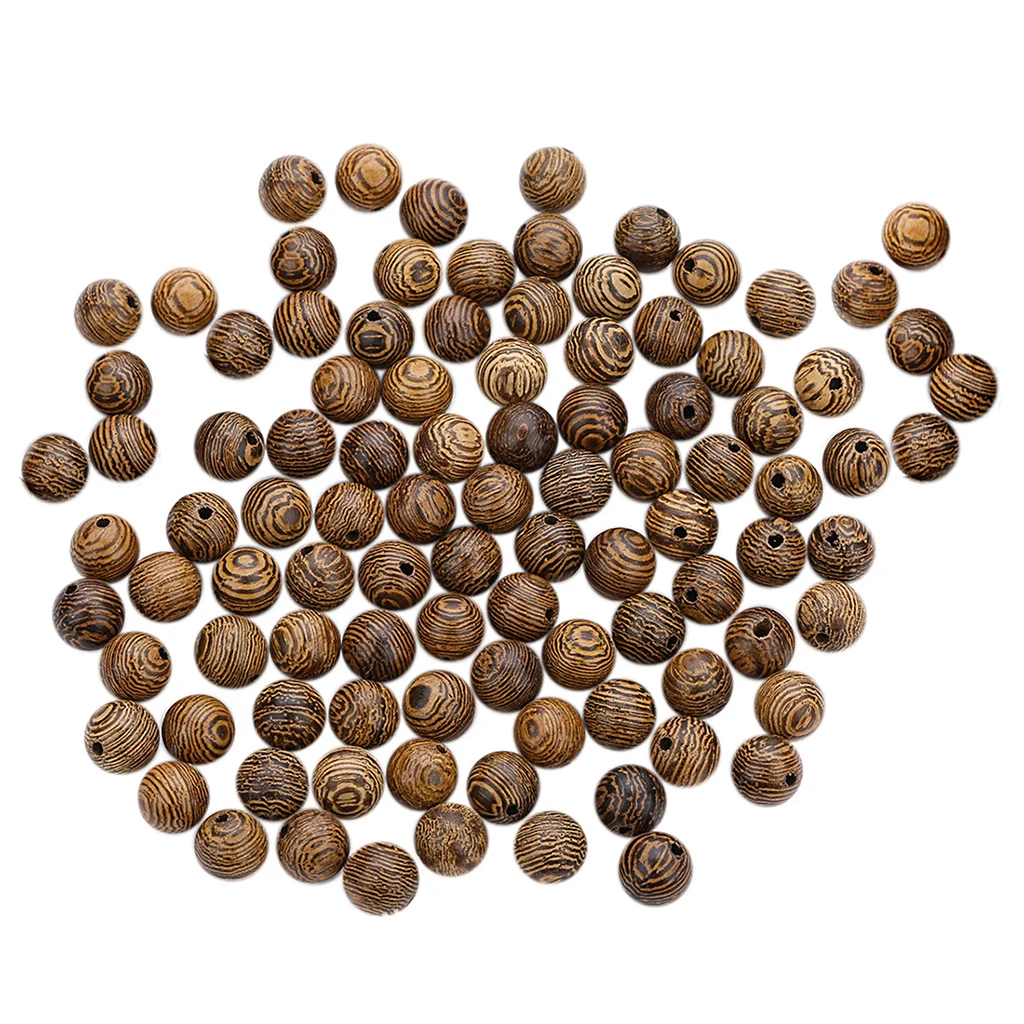 100x Natural Wood Grain Pattern Unpainted Round Wooden Beads 100pcs Bulk Sale For DIY Jewelry | Украшения и аксессуары