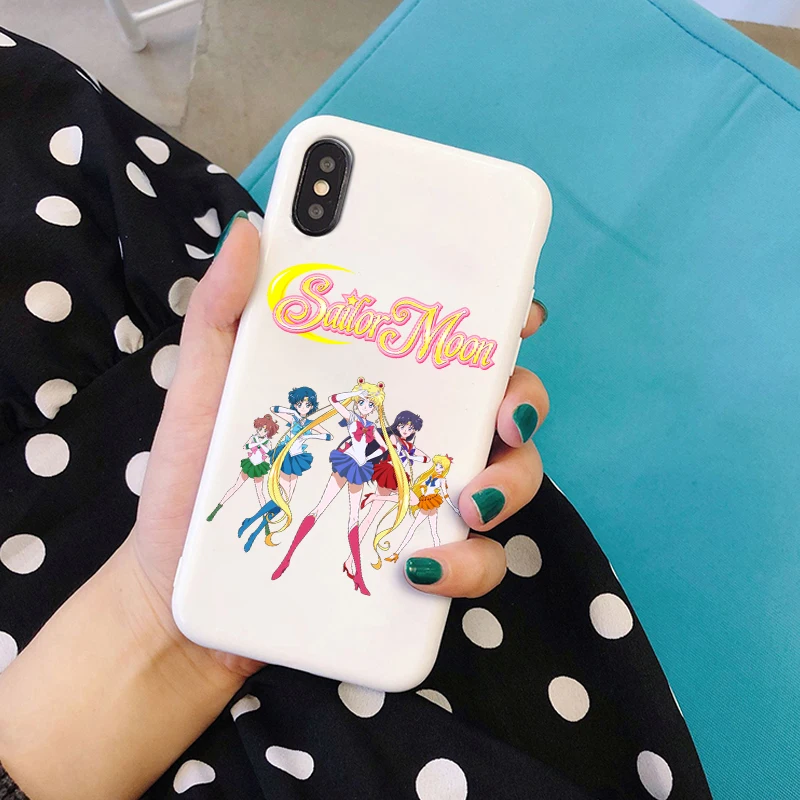 Sailor moon Аниме мягкий силиконовый карамельный цвет чехол для мобильного телефона чехол для iPhone X XR XS MAX 6 7 8 plus 6s лучший дизайн корпуса