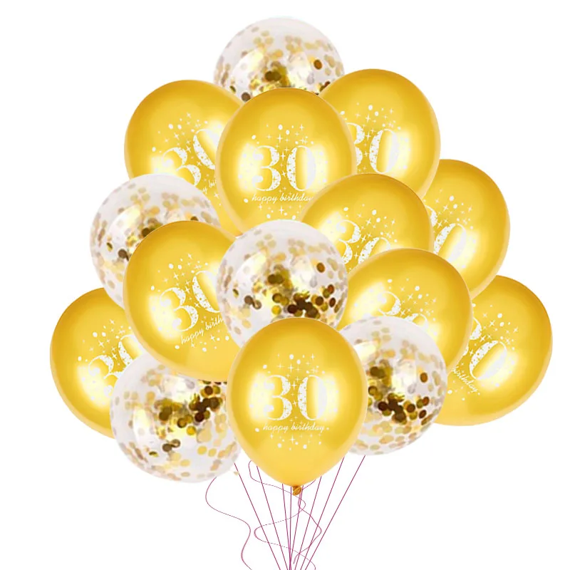 15pcs Balloons JOY-ENLIFE 1 комплект мужские и женские Стиль 30th на день рождения реквизит для фотосессии смешные усы 30 годовщина украшения для вечеринки, дня рождения поставки - Цвет: 15pcs Balloons