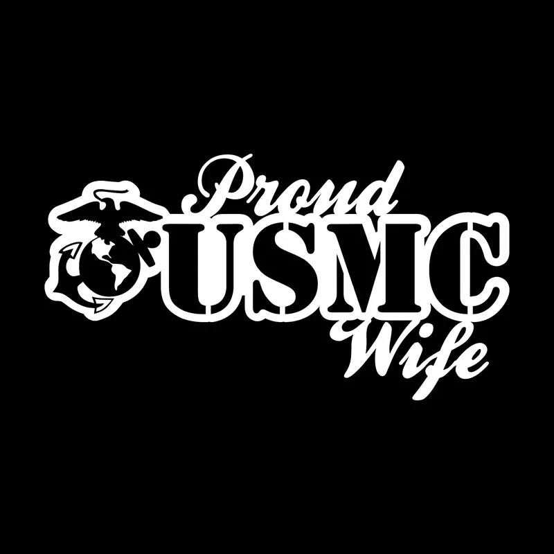 YJZT 17CM*9.1CM USMC United States Marine Corps Proud Wife Vinyl Car Sticker Decals Black/Silver C3-0089 | Автомобили и мотоциклы