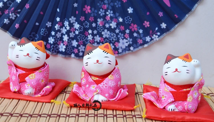 Мини милое японское кимоно 7 см счастливые статуэтки котов украшение автомобиля