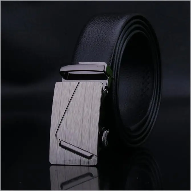 

VOHIO new Large size 140cm men's leather belt 46-56inch business wearing leather automatic buckskin 3.5cm wide youth Fit je