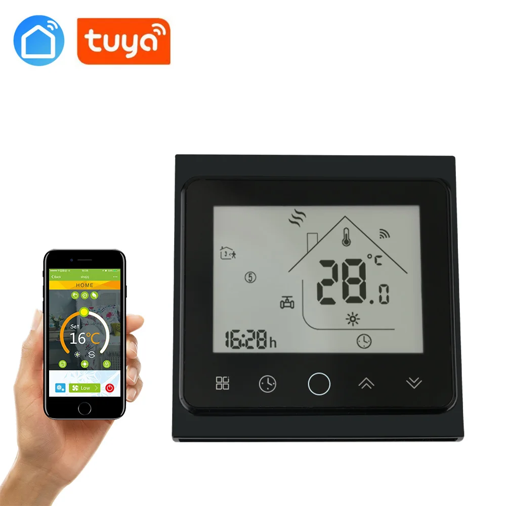 WIFI BLACK Tuya приложение умный телефон управление Wi-Fi термостат для напольного нагрева воды Цифровой комнатный регулятор температуры антифриз - Цвет: WIFI BLACK