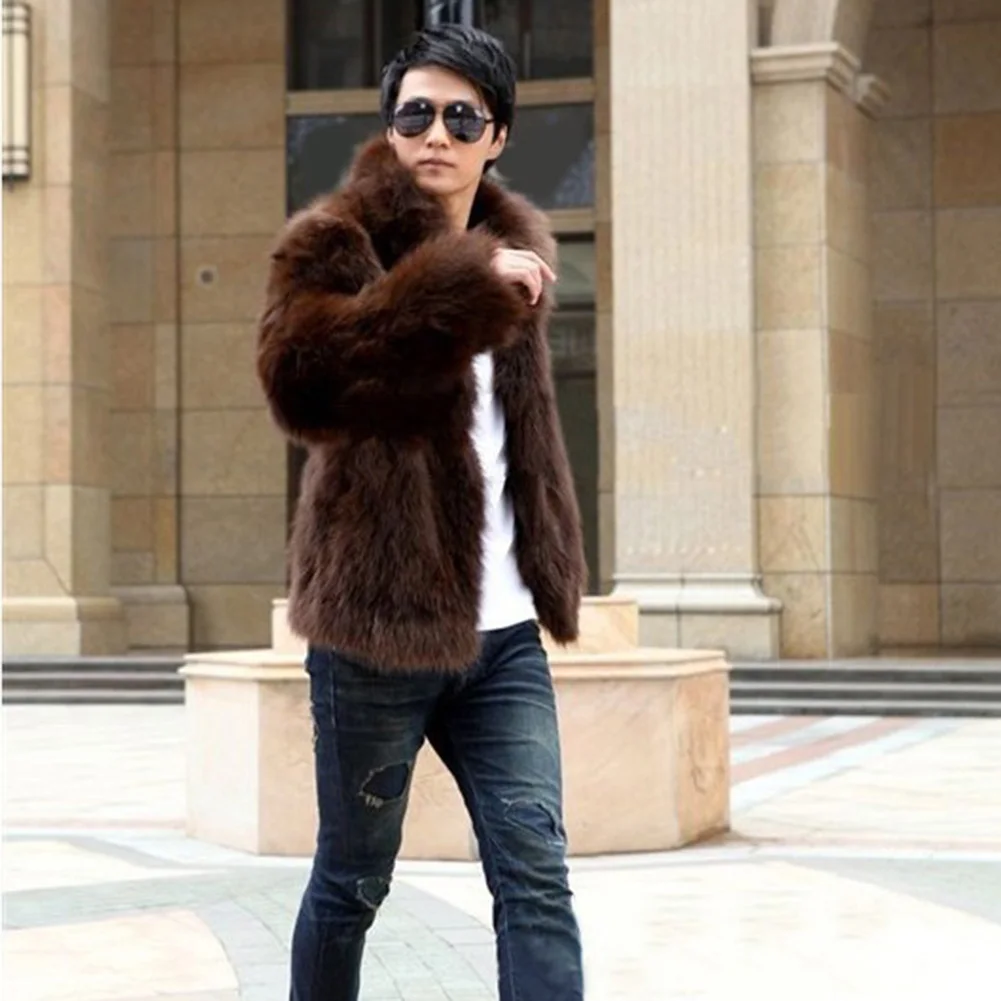 Зимняя мужская куртка из искусственного меха новинка 2018 роскошная Толстая Тренч