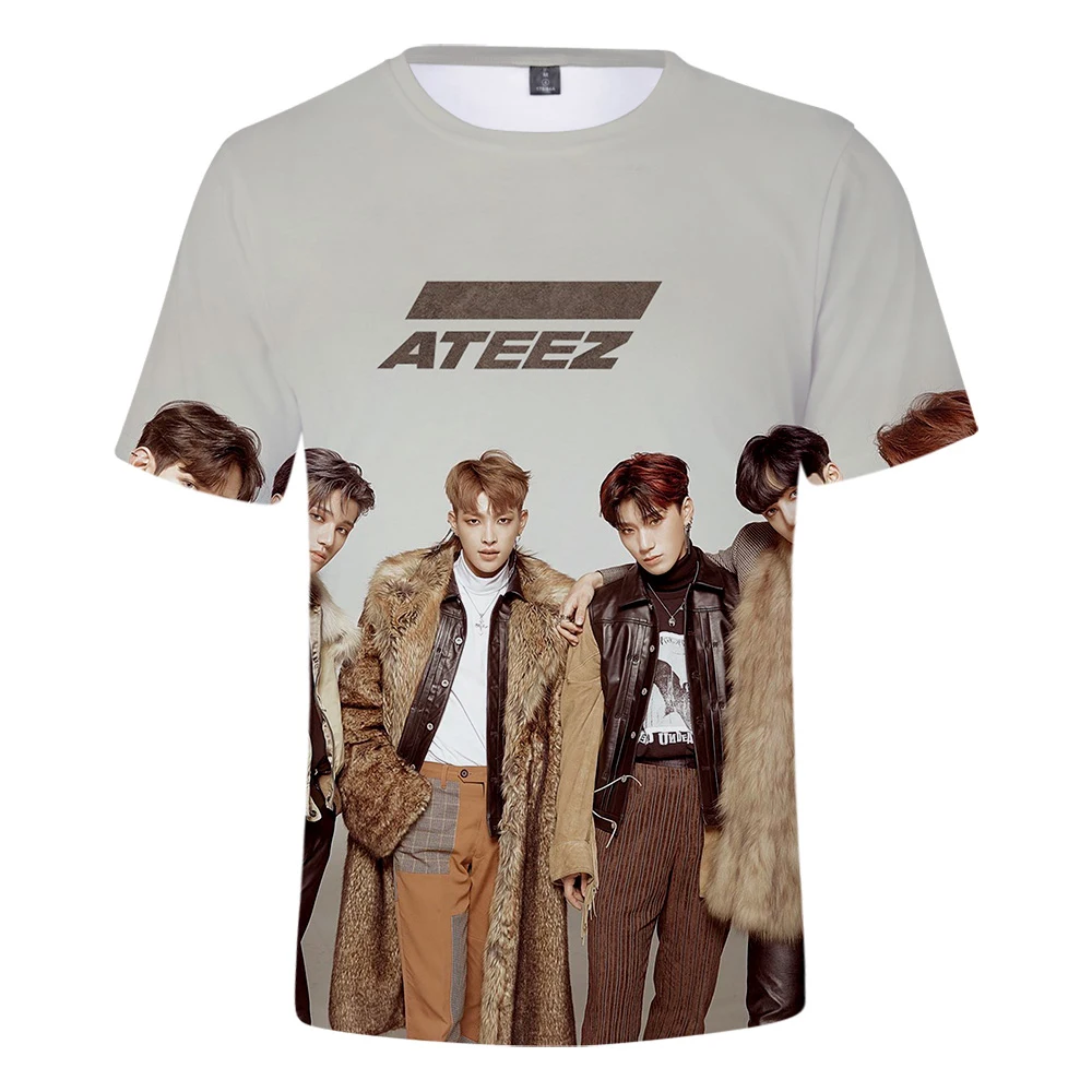 Новая команда корейских футболок ATEEZ уличная одежда свободная футболка Топы с