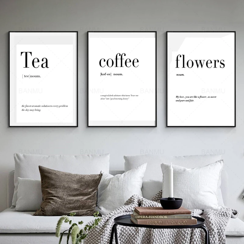 Скандинавский черно белый современный минималистский постер с буквами на холсте