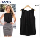 Модная женская блузка без рукавов, прозрачная шифоновая рубашка, Облегающая майка большого размера белого и черного цвета