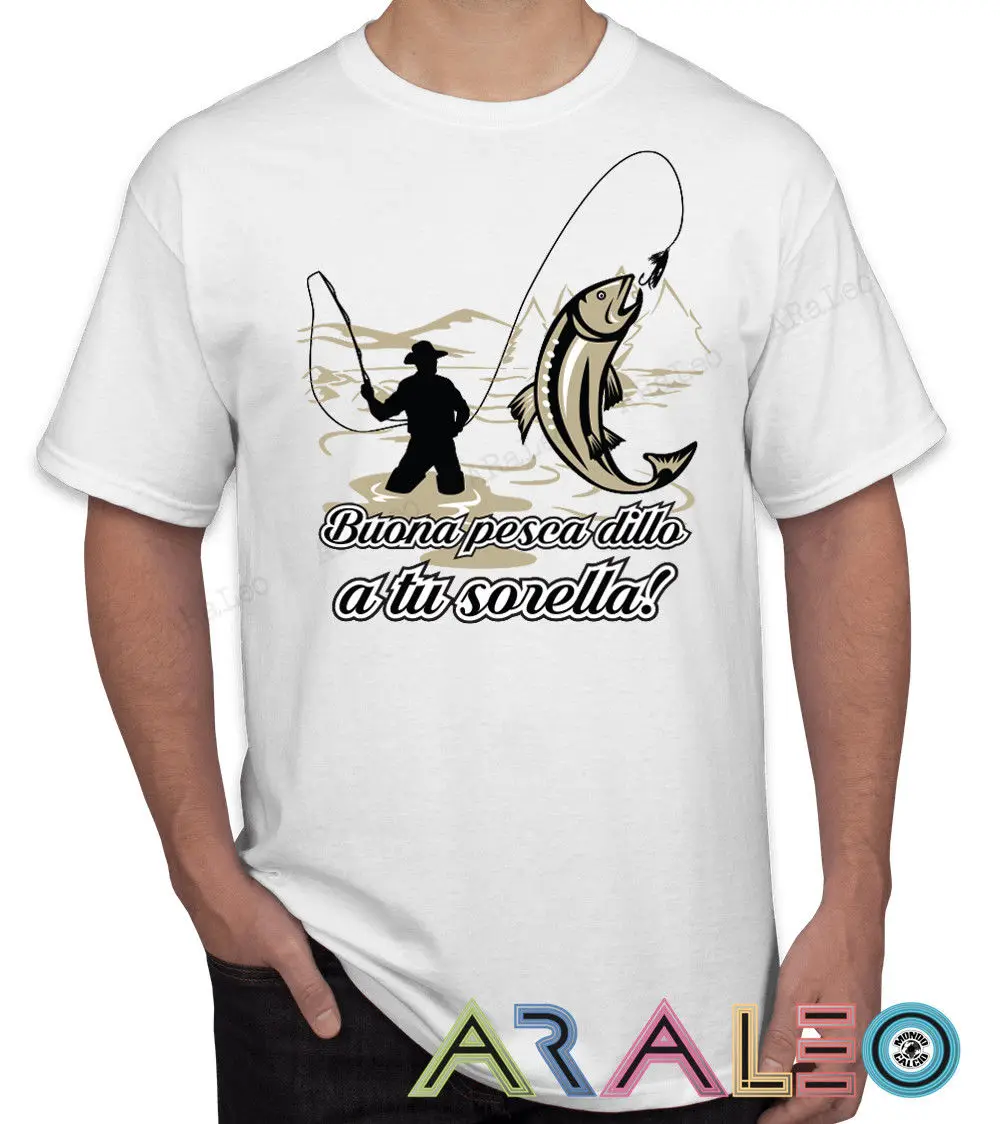Футболка PESCA BUONA SORELLA Pescatore Maglia Maglietta рубашка Uomo man whi крутая Повседневная футболка