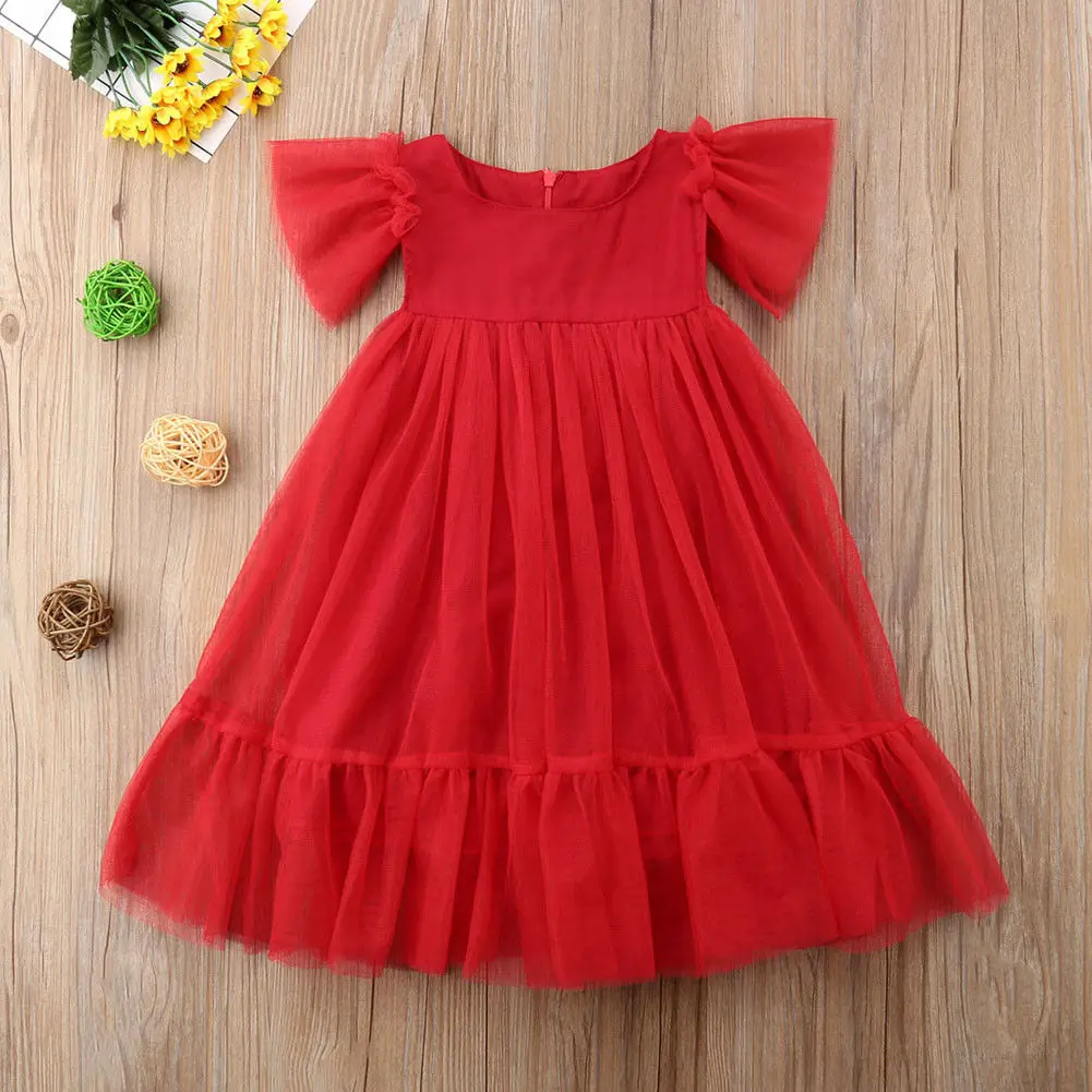 2018 Hot New Toddler Kids Baby Girl Short Sleeve Mesh Cute Princess Party Wedding Tulle Tutu Dress Outfits Clothes 3-7T | Детская одежда