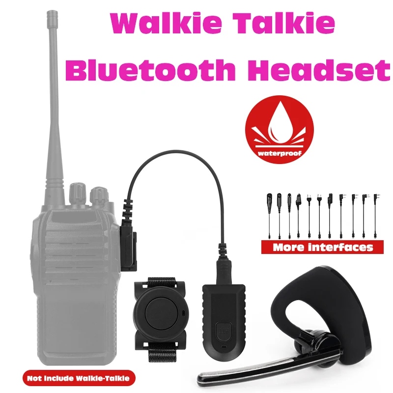 Walkie Talkie Bluetooth Headset Two Way Radio Wireless BT Headphone Earpiece For Baofeng 888S UV82 UV8D UV5R Kenwood TYT