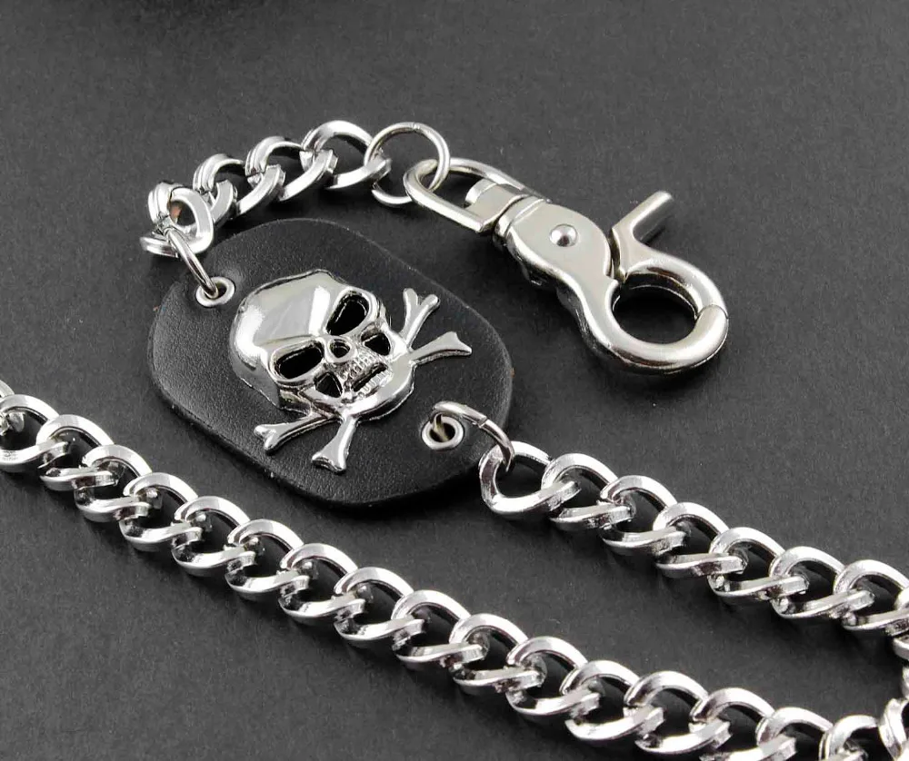 Модные в стиле рок Панк Металлический Череп деньги черный мужской кожаный