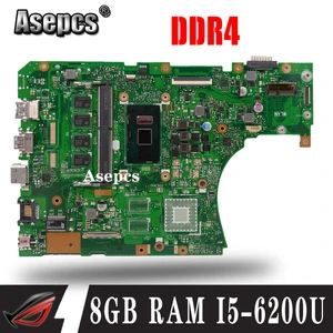 ddr4 x556uam laptop motherboard for asus x556u x556uv x556uq x556uqk mainboard test original motherboard ddr4 8gb ram i5 6200u free global shipping
