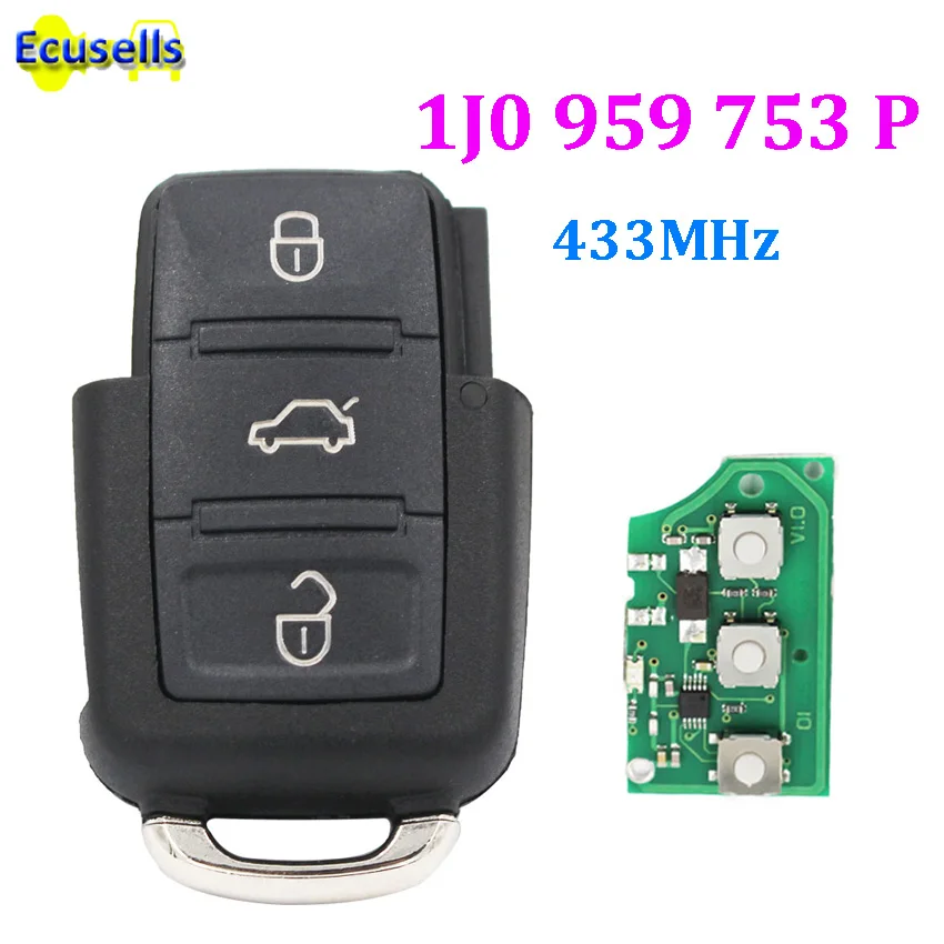 1J0 959 753 P 433 МГц для VW VOLKSWAGEN Golf Jetta Beetle Passat 3 кнопочный пульт дистанционного