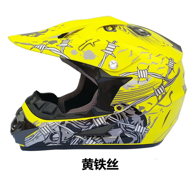 Yellow iron wire Мотоцикл взрослых Мотокросс внедорожный шлем Moto ATV для езды на велосипеде по бездорожью и склонам MTB DH гоночный шлем кросс шлем capacetes - Цвет: Yellow iron wire