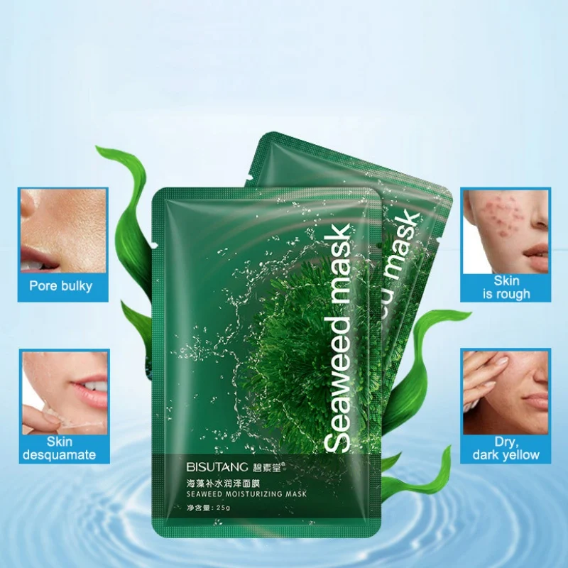 1Pcs Seaweed extract Facial Mask Moisturizing Oil Control Blackhead Remover Wrapped Face Mask Care anti-aging Skin Care
