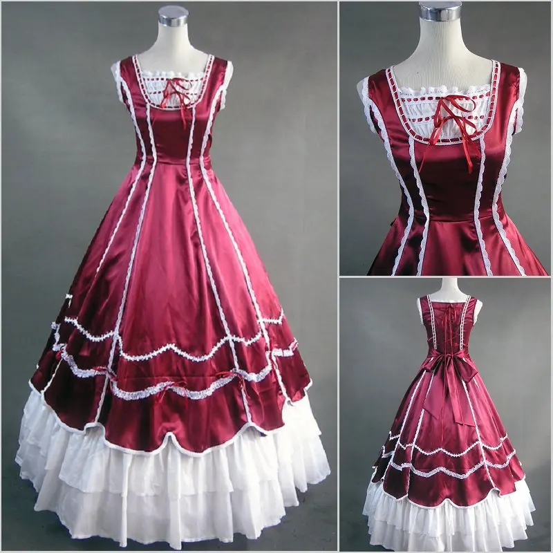 Платье на вечеринку в готическом стиле "2018 Красное и белое готическое викторианское платье" в стиле Марии-Антуанетты 18 века для принцесс-балеток для женщин.