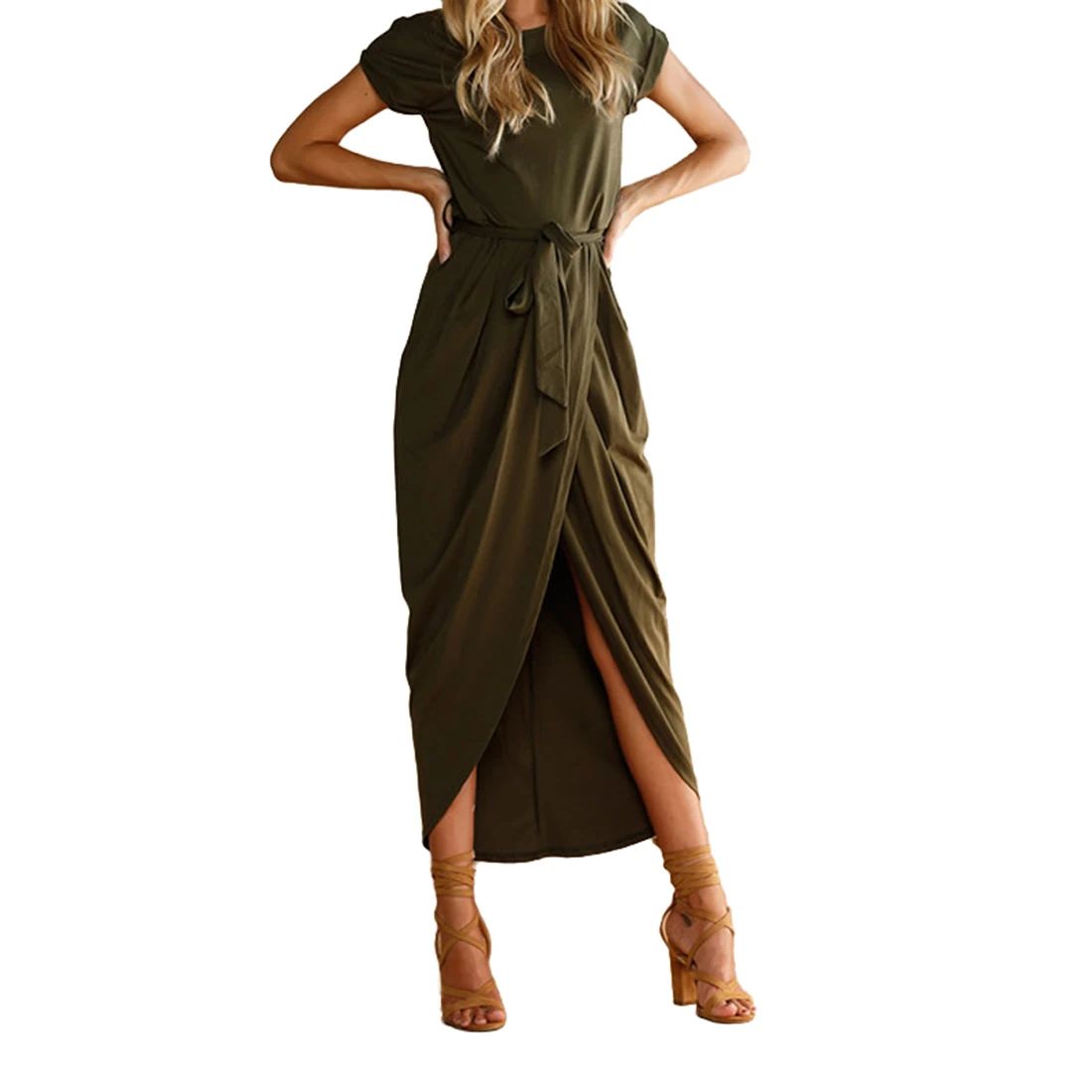 2018 Новые сексуальные женские платья с О-образным вырезом и коротким рукавом