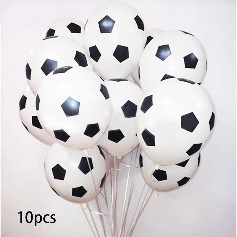 10pcs football latex 13 шт., вечерние круглые шары для футбольной тематики, черные, белые, конфетти, гелиевые шары, для спорта, для мальчиков, вечерние украшения - Цвет: 10pcs football latex