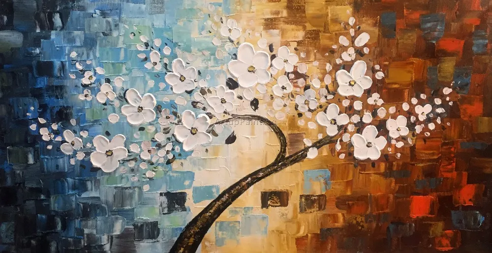 Canvas painting palette knife 3D texture flower tree Wall art Pictures For Living Room home decor caudros decoracion084 | Дом и сад