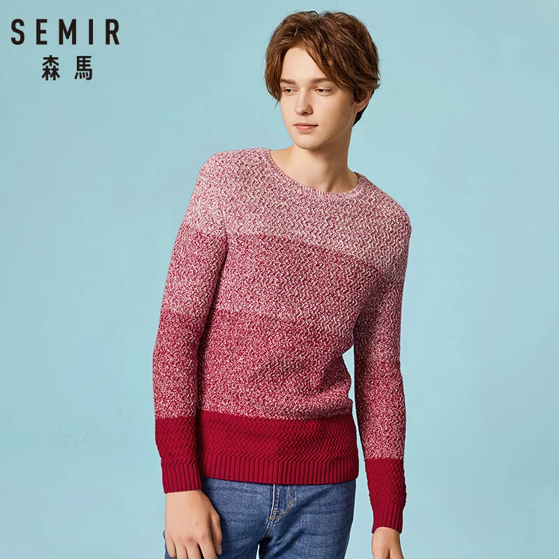 SEMIR 2021 брендовый Повседневный свитер для мужчин с круглым вырезом Полосатый