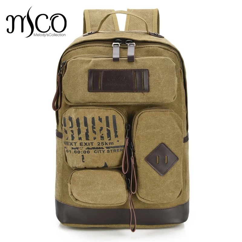 Мужской холщовый рюкзак в стиле милитари школьный Камуфляжный ранец