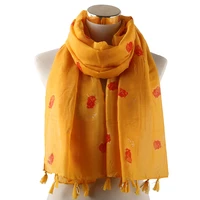 winfox yellow white grey long foil gold floral tassel warp scarfs shawl women shiny glitter scarf female