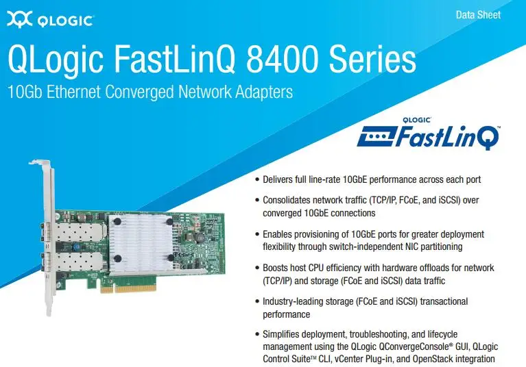 RaidStorage QLogic QLE8440-CU-CK QLE8440 1 Port 10GbE iSCSI and FCoE Adapters network PCIe Controller Card | Компьютеры и офис