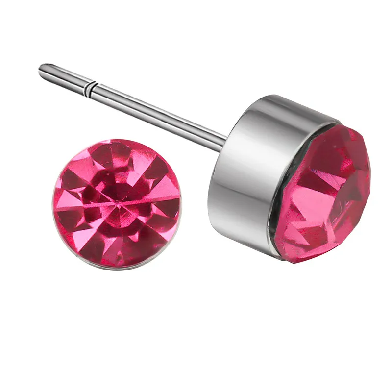 Маленькие круглые серьги гвоздики 8 мм с кристаллами фианита|earrings jewelry|round stud