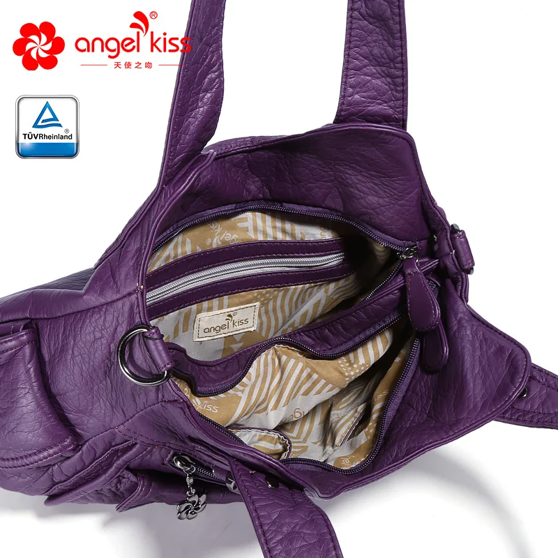 Angelkiss 2019 Летние кожаные одноцветные сумки PU Повседневная сумка на плечо большая