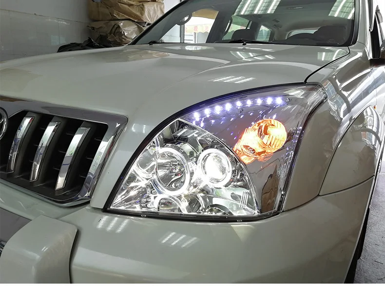 Автомобильный Стайлинг для Toyota 2003-2009 Prado светодиодный светодиодные дневные ходовые огни на передних фарах HID фара ангел глаз биксенон двойной луч аксессуары для фар
